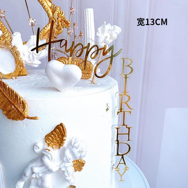 Forniture festive Gold Happy Birthday Cake Topper Acrilico Love You For Ever Wedding Cupcake Decorazioni per feste
