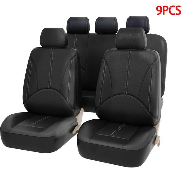Conjunto completo de capas de assento de carro AIMAAO - Protetores dianteiros e traseiros automotivos de couro falso premium para caminhão SUV