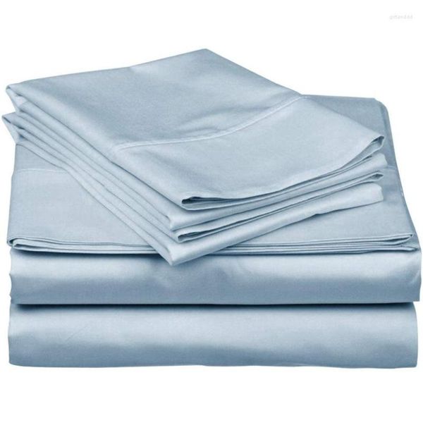 Defina a cama de lençol egípcio puro Conjunto de lençóis de algodão 1pc Cama plana equipada com travesseiro de faixa elástica 1000tc 4pcs capa de cama