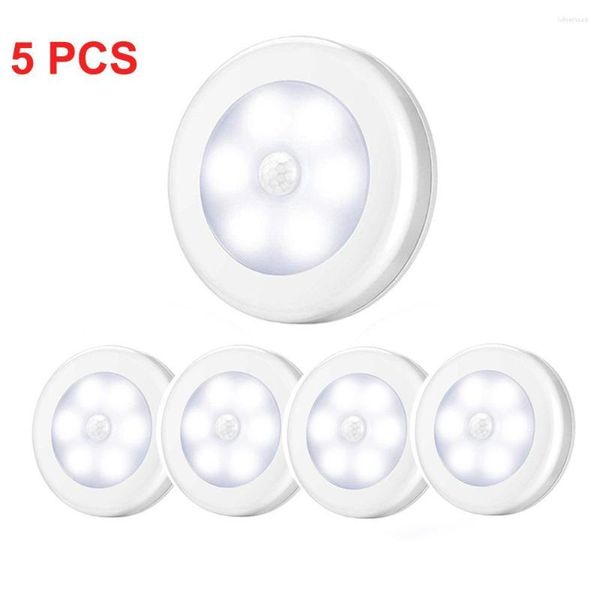 Nachtlichter 5 Stück Wireless Motion Sensor LED-Licht Batteriebetriebene Schranklampe Nachttischlampe für Schlafzimmer Home Closet Beleuchtung