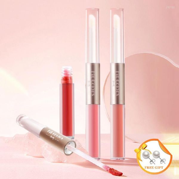 Lip Gloss 6 Farben Doppel Für Frauen Make-Up Kosmetik Antihaft Tasse Lipgloss Tägliche Party Bankett Geschenk Großhandel Drop
