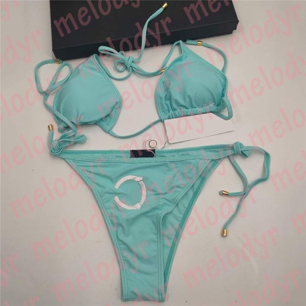 Sexy Bikini Set Bandage Bademode Brief Drucken Frauen Badeanzug Sommer Gepolsterter Bh Schwimmen Tragen