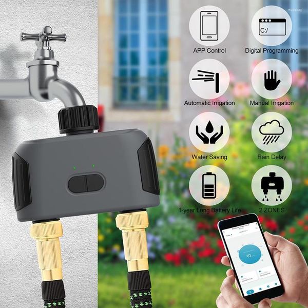 Equipamentos de rega em dois sentidos válvula de água inteligente jardim sistema automático temporizador wi-fi controlador de irrigação por gotejamento