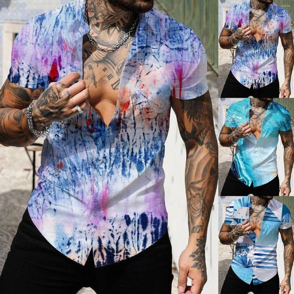 Camisas casuais masculinas pretas colletas curtas mola primavera verão solteiro solto de lapela de lapela completa tampo de manga de praia