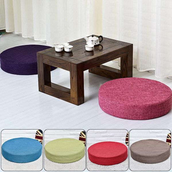 Kissen 40 cm waschbar rund Sofa Stuhl Leinen Pads Büro Zuhause Tatami Boden Balkon Sitz Meditation Pad