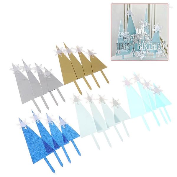 FESTIVOS STAPIMENTOS 4PCS/SET MELHOR FESTO DE FESTO DE FESTO TOPPER GOLDEN GOLDEN ACRYLIC TREE TOPPERS FAMÍLIA DE FAMÍLIA