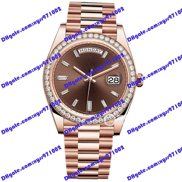 Hochwertige Herrenuhr 2813 Automatik M228345RBR 40 mm kaffeefarbenes Zifferblatt Diamantlünette Roségold Edelstahluhr Kalenderanzeige 228348 Uhren