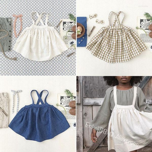 Mädchen Kleider EnkeliBB Aus Baumwolle Und Leinen Qualität Kinder Mädchen Sommer Ärmelloses Kleid Marke Design Soor Ploom Kinder Kleidung