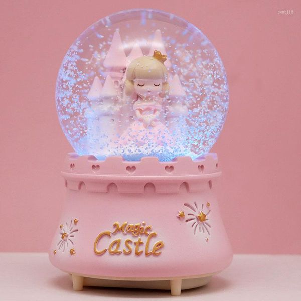 Estatuetas decorativas conto de fada princesa castelo cristal neveball box box ornnings infantil infantil festas infantis do dia infantil favores
