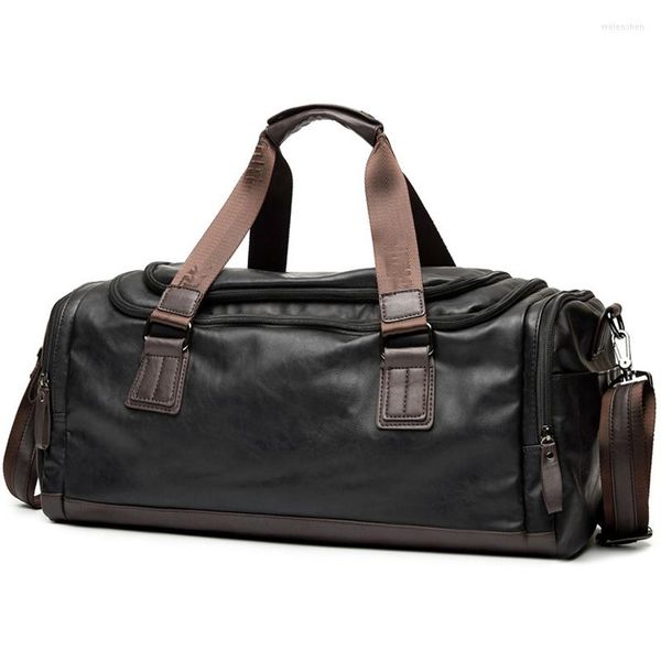 Duffel Bags Водонепроницаемые кожаные туристические сумки для мужчин сумочки 2022 Vintage Duffle Pu Weekend Palaestra Pt1211