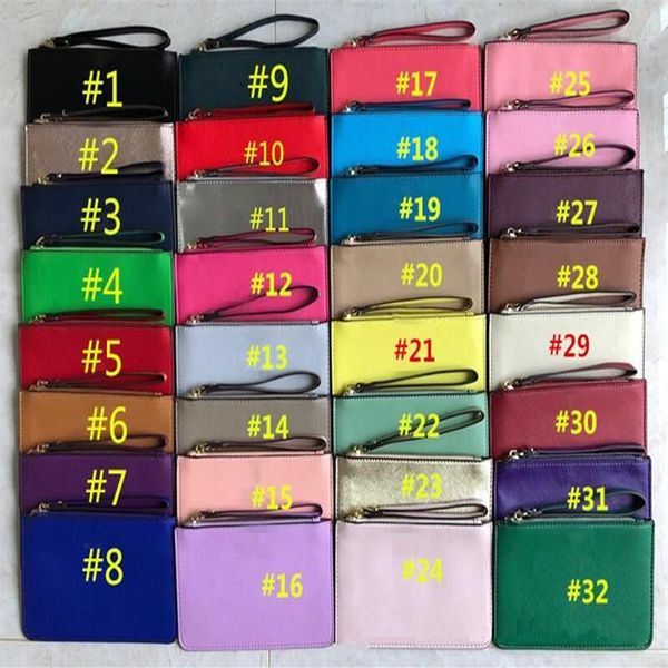 Tasarımcı Kadın Deri Cüzdan Bilek Lady Cüzdan Debriyaj Çantaları Fermuar Kart Çantası Renkli 32 Renk293x