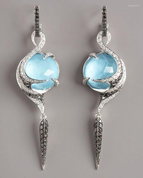 Baumeln Ohrringe 2022 Mode Luxus Kreative Pfau Vogel Diamant Weibliche Erweiterte Nachahmung Natürliche Jade Chalcedon Schmuck