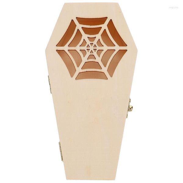 Confezione regalo Bara Scatole di legno di Halloween Caramelle di legno Custodia per feste Custodia per artigianato Decorazione di nozze incompiuta Bomboniera