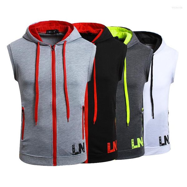 Männer Hoodies Mit Kapuze Sweatshirts Ärmellose Gedruckt Nähte Weste Boden Hemd Sommer Tops Casual Sport Männliche Kleidung