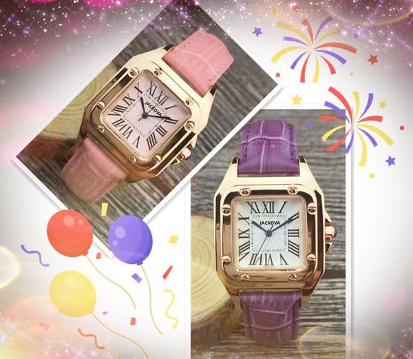 Popular Womens Square Shape Watch Ladies Roman Roman Tr￪s STICHES Design Rose Gold Silver Silver Crystal Mirror Quartz Trend Fashion Lovers Rates Montre de Luxe Presentes