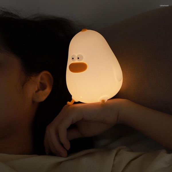 Nachtlichter, hübsch, niedlich, warm, kleines fettes Huhn, Licht mit Klopfschalter, USB-Aufladung, Augenschutz für Kinderzimmer, als Geschenk, Nachttisch, Schlafzimmer