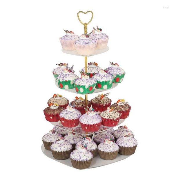 Backformen-Werkzeuge, 3/4/5/6 Schichten, transparenter Acryl-Kuchenständer, herzförmig, für Hochzeit, Party, Geburtstag, Cupcake, Tee, Serviertablett