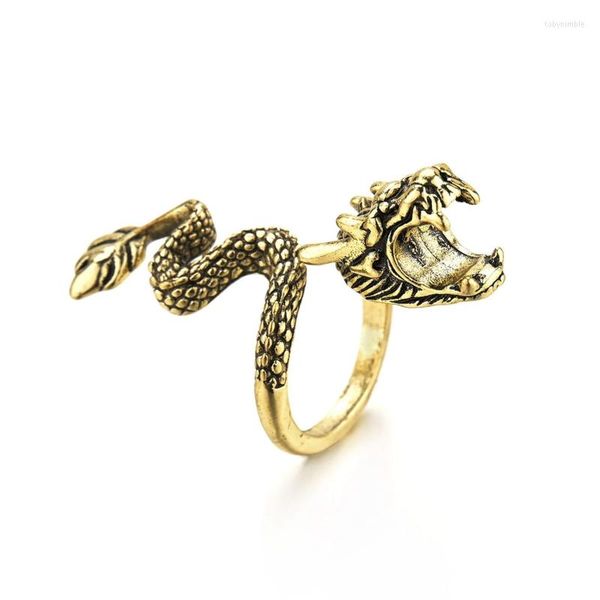 Anelli a grappolo Metallo creativo Golden Dragon Ring Clip per sigaretta Gioco di guida Chitarrista Perfect Universal Decor Regali per uomo Donna T8DE