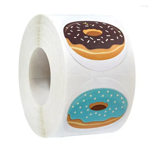 Geschenkpapier-Aufkleber, stilvoller Donut, 8 Designs, köstlich aussehende, handgefertigte weiße Etiketten für Kuchen, Brot, Backen