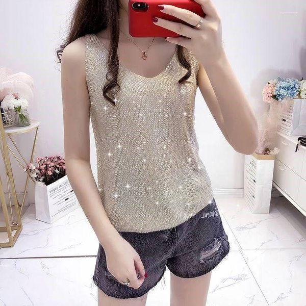 Damen Tanks Frauen Sexy Gothic Top Bling Metallic Pailletten Glänzend Niedlich Tank Weste Strass Nachtclub Party Sommer Camisole