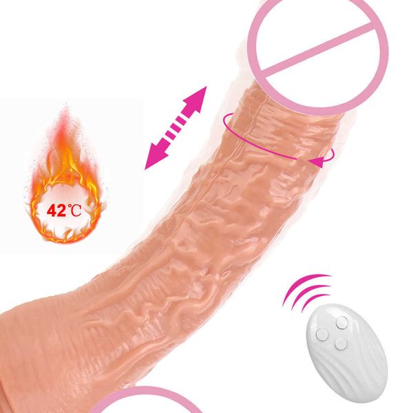 Schönheitsartikel TPE Big Dick sexy Spielzeug für Lesben Realistischer Penis Vibrator Heizung Stoßdildo Frauen Fernbedienung Weibliche Masturbation