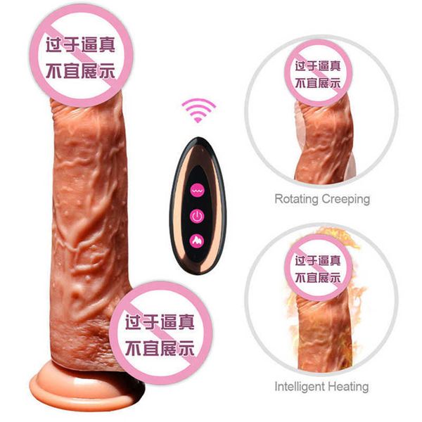 Itens de Beleza Dildo Vibratório Telescópico Realista Macio Vibrador de Brinquedo Sexy Feminino com Ventosa Aquecimento Pênis Controle Remoto G SPOT VIBRAT