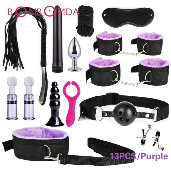 Articoli di bellezza Vibratore Giocattoli sexy per donna Giochi per adulti Manette Frusta Bocca Bavaglio Corda Butt plug in metallo BDSM Bondage Set Bead Plug anale Vibratori