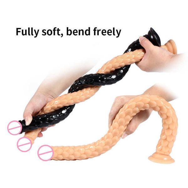 Itens de beleza GaGu Big Snake escala textura realista pênis vibrador anal de 50 cm de comprimento com ventosa brinquedos sensuais para mulheres loja de bumbum