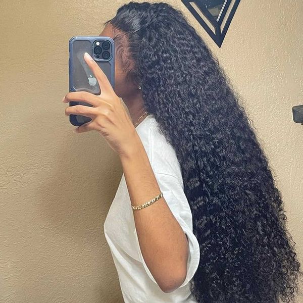 Hot Wigs Wigs Deep Wave Frontal Cabelo Curly Human Human 34 polegadas cheias para mulheres HD Frente 221216