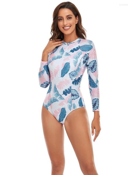 Costumi da bagno da donna con cerniera costume intero da donna 2023 Surf Rash Guard manica lunga da donna costume da bagno femminile nuoto push up monokini