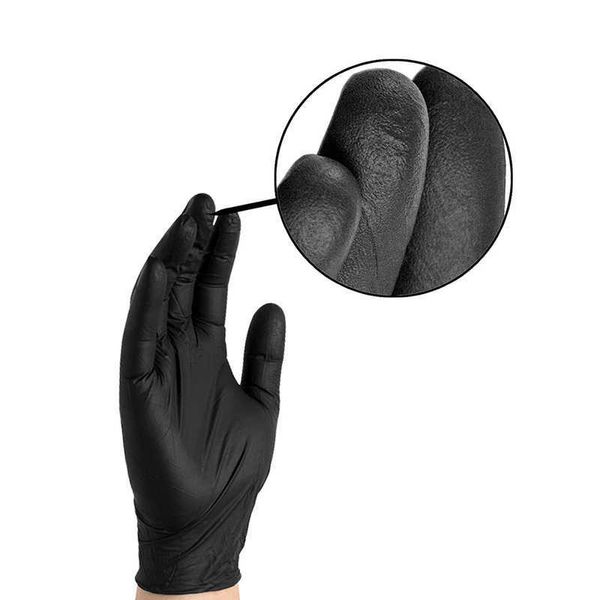 8 çift elmas kavrama siyah nitril eldiven toptan kalın endüstriyel kimyasal dirençli