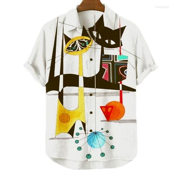 Camisas casuais masculinas Camisa de música masculina para homens 3D Instrumentos musicais Moda de manga curta Tops Tee Hawaiian Camisa