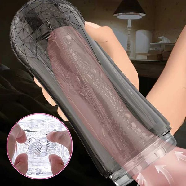 Itens de beleza masculino masculpator copo transparente silicone buceta macia brinquedos sexy blowjob blowjob Máquina de sucção vagina bens adultos para homens