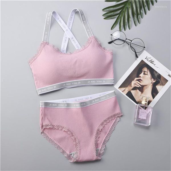 BHs Sets Weibliche BH Set Tops VS Frauen Fitness Nahtlose Tangas Anzug Sexy Spitze Unterwäsche BH Mädchen Brief Dessous