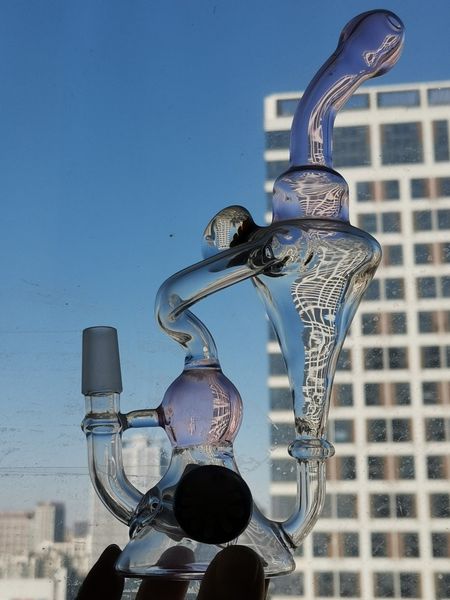 Glasbongs, Recycler, Bohrinseln, Wasserpfeifen, dicke Glaswasserpfeifen, gebogener Kamm, Perc-Rauchzubehör, 14-mm-Gelenkkopf