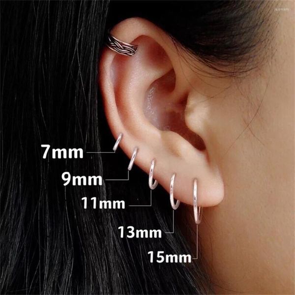 Orecchini a cerchio LUOLER 1 paio d'argento per donna Uomo 925 Sterling Ear Buckle Piercing orecchino polsini Unisex gioielli Hiphop