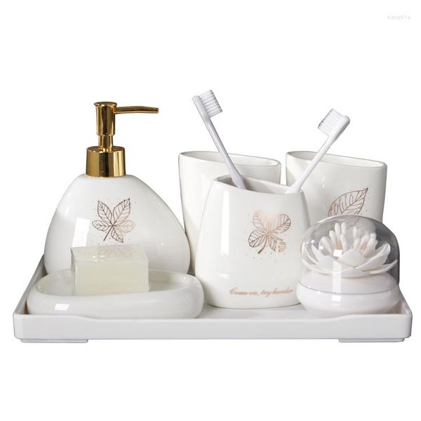 Acessório de banho Conjunto de natal decoração de casa banheiro cerâmica kit de seis peças Padrão nórdico Padrão