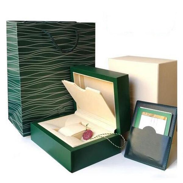 Y Factory Fornitore Marchio di lusso Verde con custodie per orologi in legno originali Scatole Carte Portafogli Scatole Custodie Orologio da polso Role'xs 2230