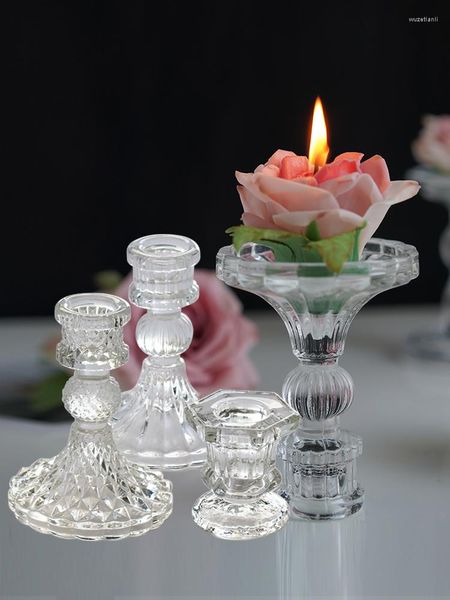 Titulares de velas Stick titular Centerpieces para tabelas clássicas pós-moderna Candelabra Home Decoration Glass