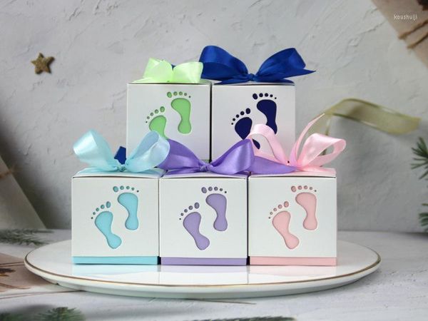 Confezione regalo Tagliata al laser 50 o 100 pezzi Caramelle Scatole di caramelle Souvenir e regali con nastri Baby shower S