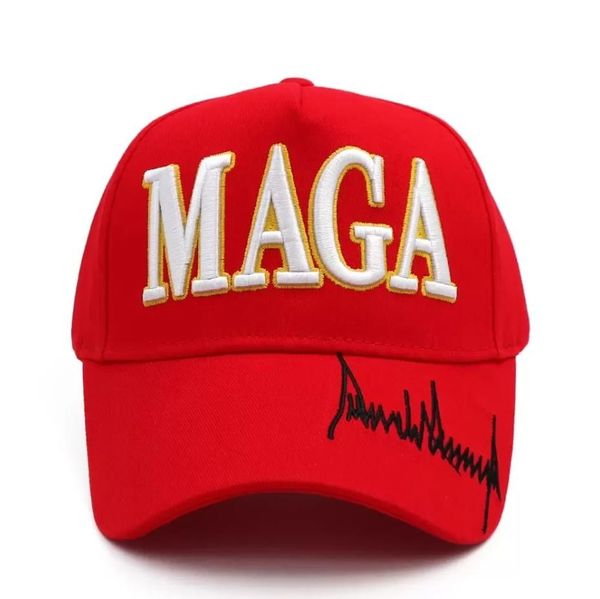Entrega rápida Trump Hat Hat USA Flag Baseball Caps Maga Trump Signature Snapback Presidente Cap 3D Borderyer RRA706