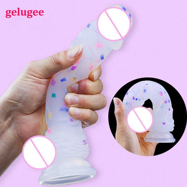 Itens de beleza Silicone Dildo Artificial Pênis Realista Soft Big Surft Skin sentindo vagina feminina brinquedos sexy para mulheres masturbação menina 18