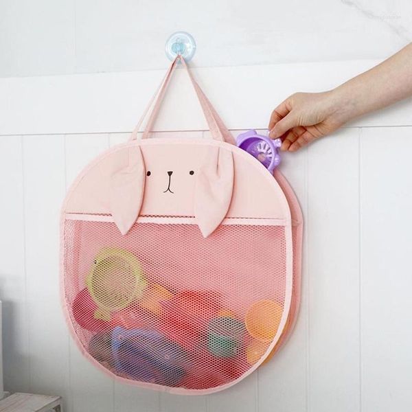 Parti per passeggino Cartoon Cute Animal Children Bath Toy Storage Bag Hanging Net Pouch Organizer Mesh Forte ventosa Bagno