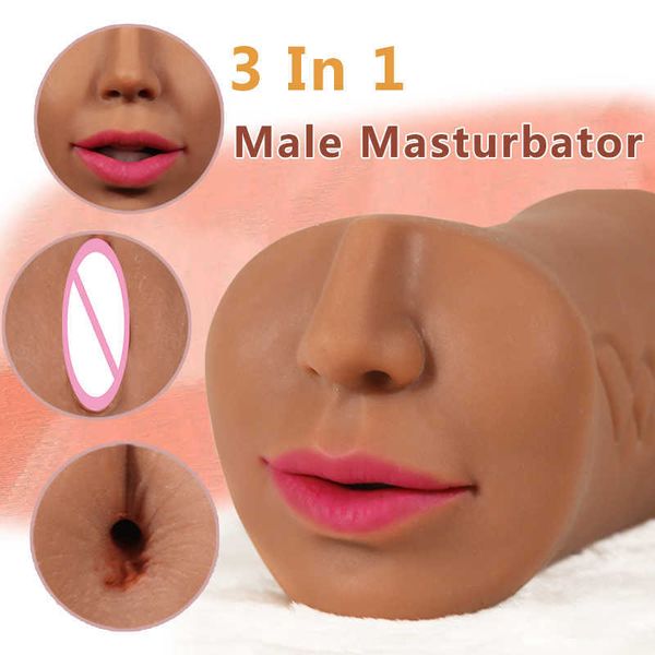 Itens de beleza 3 em 1 masturbador para masculino na vagina realista Anal Toys sexy Pocket Pussy Pussy Masturbation Man Blowjob Tool for Men