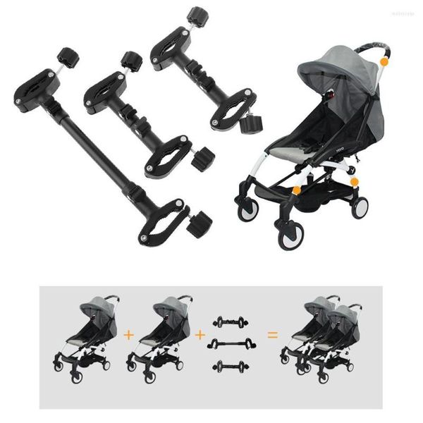 Parti per passeggino QILEJVS 3 pezzi Carrello per bambini assemblare connettore Linker congiunto Lunghezza regolabile Twin Connect Adattatore per bambino esterno Acce