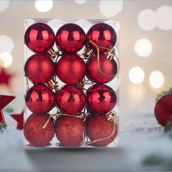 24 Stück 4 cm Weihnachtsbaumschmuck, dekoratives Szenenlayout, glänzende, reflektierende Weihnachtskugeln für Party-Dekoration
