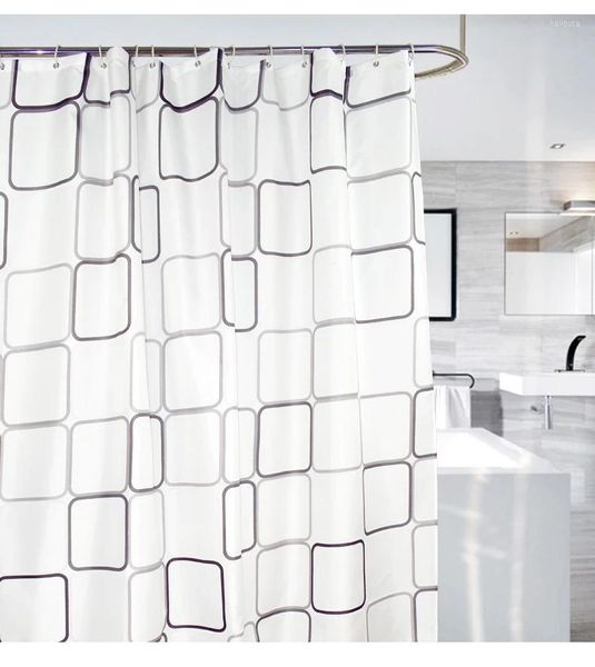 Perde geometrik siyah beyaz ekose modern duş perdeleri ev su geçirmez küf geçirmez polyester bez plastik banyo