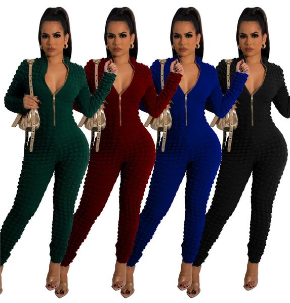 2024 Designer Bubble Jumpsuits Frauen Casual Solide Einteilige Strampler Sexy Overalls Bodycon Damen Overall Hosen Großhandel Herbst Winter Kleidung 8843