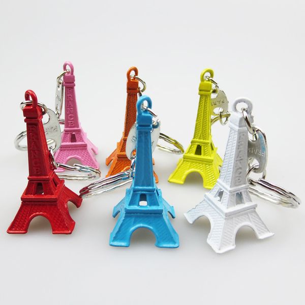 50 teile/los Paris Eiffelturm Schlüsselbund Mini Eiffelturm Candy Farbe Schlüsselanhänger Party Favor