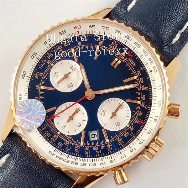 Роскошные мужские часы розового золота хронограф часы Mens Automatic 7750 Eta Men 43 мм дата спорт Valjoux кожаный сапфир Crystal299l